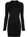 Palm Angels Monogram-jacquard Mini Dress In Black