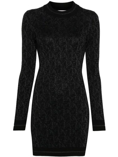 Palm Angels Monogram Jacquard Mini Dress Clothing In Black