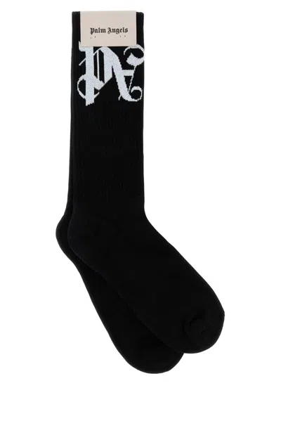 Palm Angels Monogram Jacquard Socks In Black
