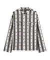 Palm Angels Monogram Jacquard Striped Overshirt In Black