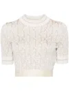 Palm Angels Monogram Cropped Top In Neutral