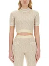 Palm Angels Monogram Cropped Top In Neutral