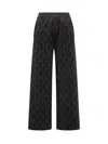 Palm Angels Monogram Jord Knit Wide Trousers In Black