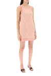 Palm Angels Monogram-jacquard Knitted Minidress In Pink