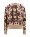 Palm Angels Embroidered Allover Monogram Jacquard Sweater In Nude