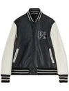 Palm Angels Monogram-print Leather Varsity Jacket