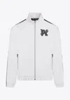 Palm Angels Monogram Off White Leather Jacket In Off-white
