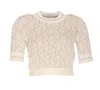 Palm Angels Viscose Top With Logo In Bianco E Oro