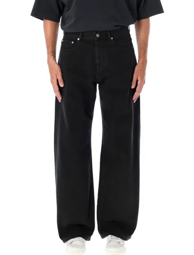 Palm Angels Men's Monogram Loose Denim Pants In Black