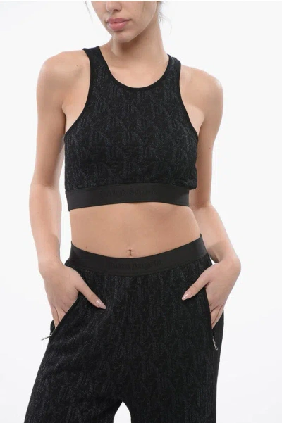 PALM ANGELS MONOGRAM LUREX CROP TOP