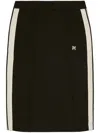 Palm Angels Side Stripe Monogram Pencil Skirt In Black