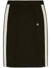 Palm Angels Side Stripe Monogram Pencil Skirt In Black Off White