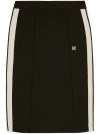 Palm Angels Side Stripe Monogram Pencil Skirt In Black Off White