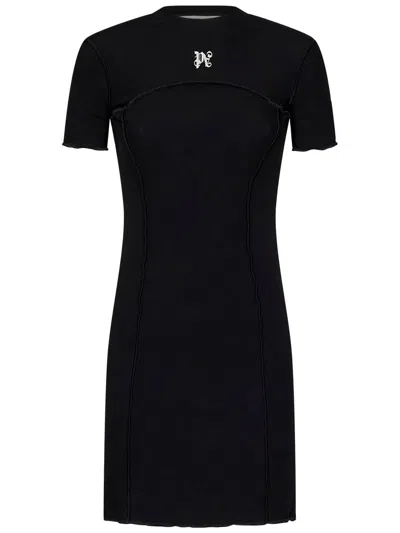 Palm Angels Monogram Mini Dress In Black