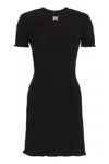 Palm Angels Monogram Ribbed Dress With Frayed Edges In Black