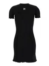Palm Angels Monogram Ribbed Dress With Frayed Edges In Black