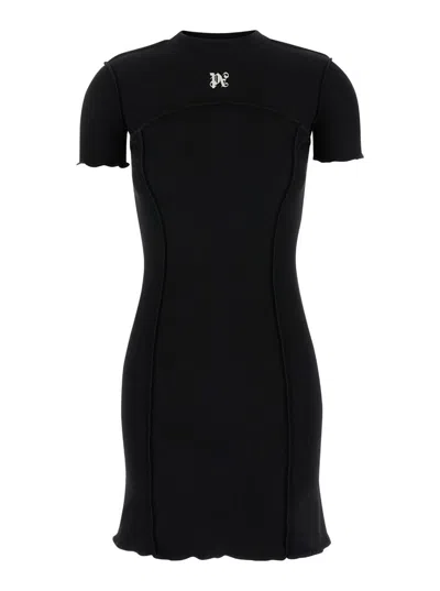 Palm Angels Monogram Mini Dress Black Off White