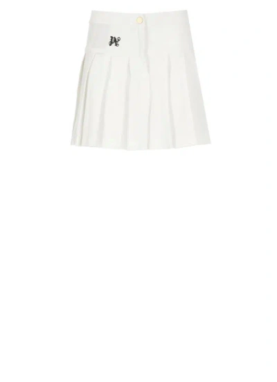 Palm Angels Monogram Mini Skirt In White