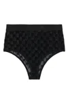 Palm Angels Monogram Jacquard Lace Briefs In Black Black
