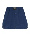 Palm Angels Monogram Patch Elastic Waist Boxer Shorts In Blue