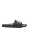 Palm Angels Black Logo Slides In Black