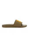Palm Angels Logo-embossed Rubber Slides In Green