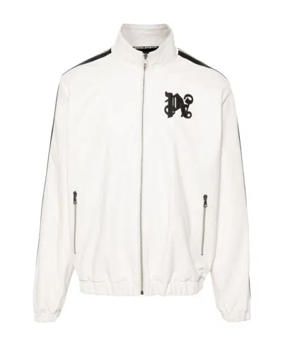 Palm Angels Monogram-patch Zip-up Jacket In White