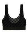 Palm Angels Monogram Pattern Scoop Neck Lace Bra In Black