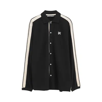 Pre-owned Palm Angels Monogram Piquet Trackshirt 'black/off White'