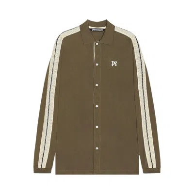 Pre-owned Palm Angels Monogram Piquet Trackshirt 'brown/off White'