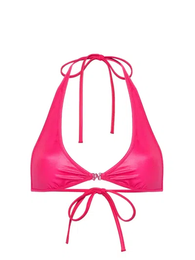 Palm Angels Monogram-plaque Bikini Top In Pink