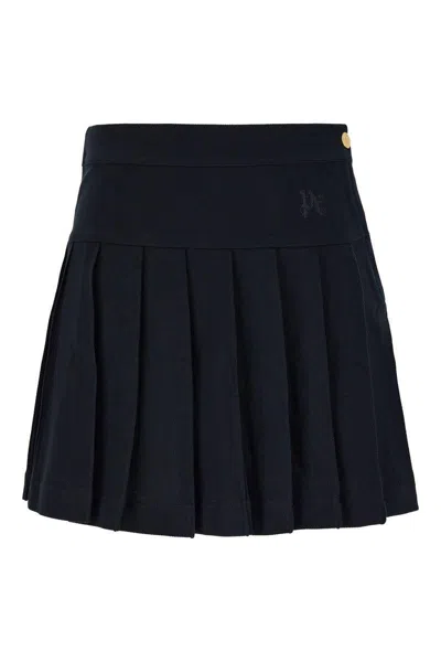 Palm Angels Monogram Pleated Skirt In Black