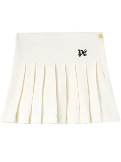 PALM ANGELS PALM ANGELS MONOGRAM PLEATED SKIRT CLOTHING