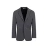 Palm Angels Logo Single-breasted Blazer In Grey