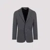Palm Angels Logo Single-breasted Blazer In Light Grey