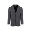 Palm Angels Logo Single-breasted Blazer In Grey
