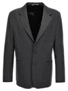 Palm Angels Monogram Pocket Single-breasted Wool Blend Blazer In Gray