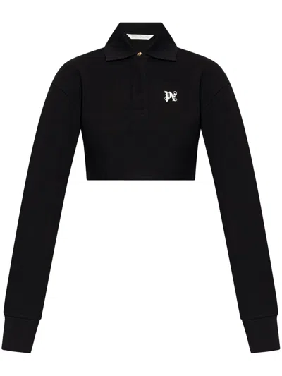 Palm Angels Monogram Polo Top In Black