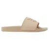Palm Angels Logo Monogram Embossed Pool Slides In Neutral