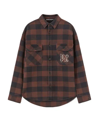 PALM ANGELS PALM ANGELS PA MONOGRAM EMBROIDERED CHECKED SHIRT