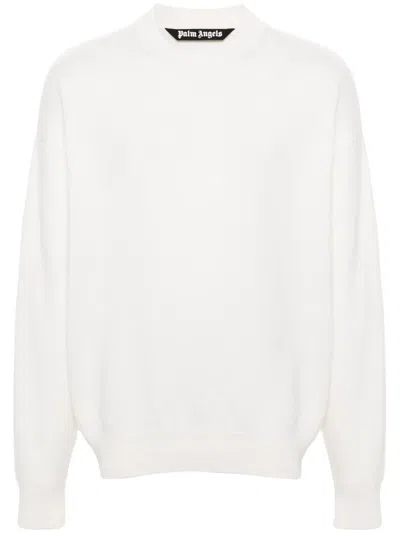 Palm Angels Monogram-print Crew-neck Jumper In Neutrals