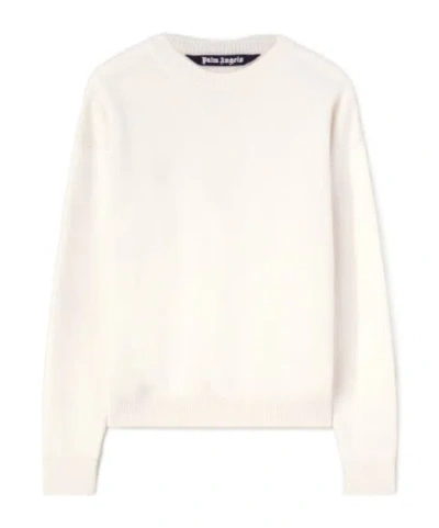 Palm Angels Monogram Print Crewneck Knit Jumper In White