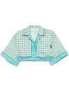 Palm Angels Monogram-print Cropped Shirt In Green