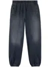 Palm Angels Washed Cotton Wide Trousers For Men In Blue