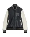 Palm Angels Monogram-print Leather Varsity Jacket In Black