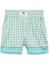 Palm Angels Womens Green Diamond-monogram Relaxed Satin Shorts In Green