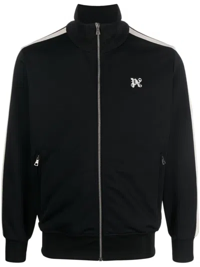 Palm Angels Nylon Sweatshirt With Monogram Print In Black