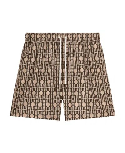 Palm Angels Monogram-print Swim Shorts In Nude