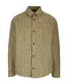 Palm Angels Monogram Quilted Nylon Overshirt In Green