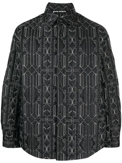 Palm Angels Quilted Shirt In Black